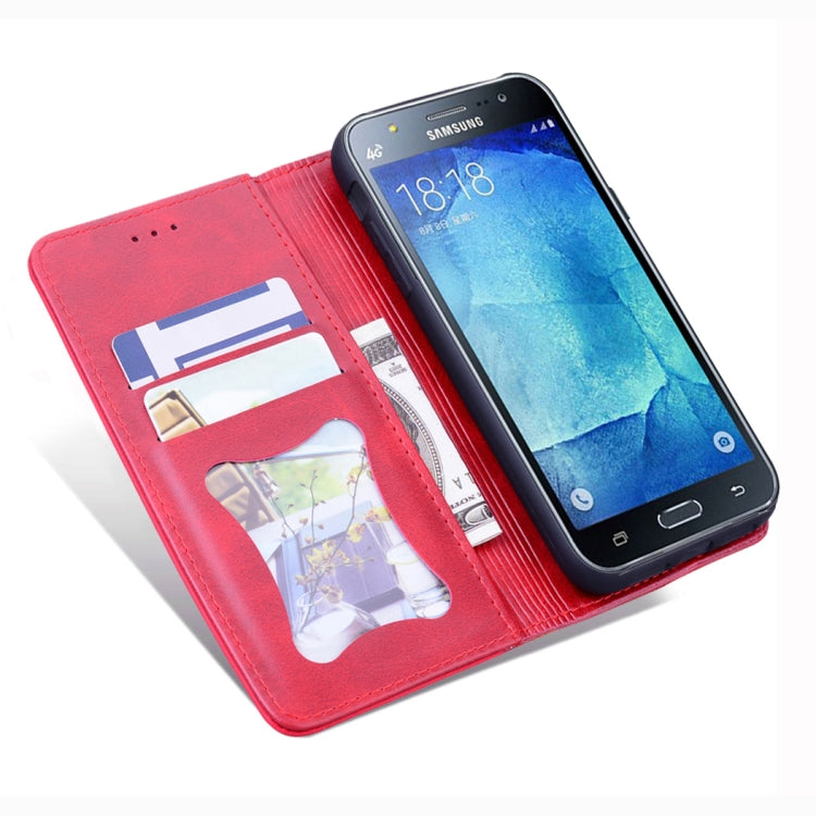 For Samsung Galaxy J510 Business Stitching Horizontal Flip Leather Case with Double Folding & Bracket & Card Slots & Photo Frame & Wallet