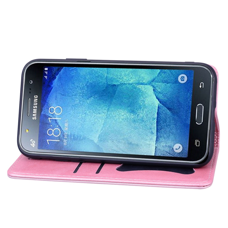 For Samsung Galaxy J510 Business Stitching Horizontal Flip Leather Case with Double Folding & Bracket & Card Slots & Photo Frame & Wallet