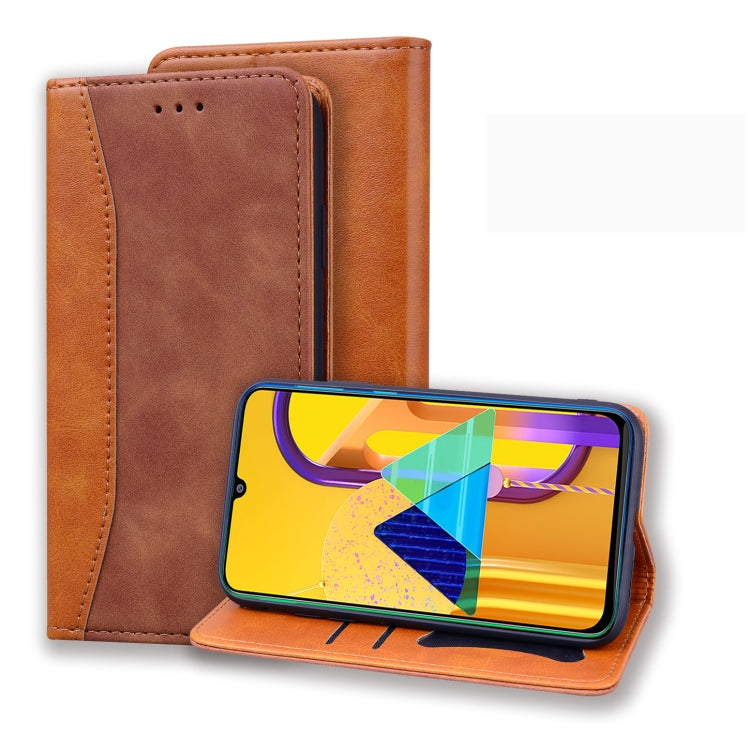 For Samsung Galaxy M30S Business Stitching Horizontal Flip Leather Case with Double Folding & Bracket & Card Slots & Photo Frame & Wallet