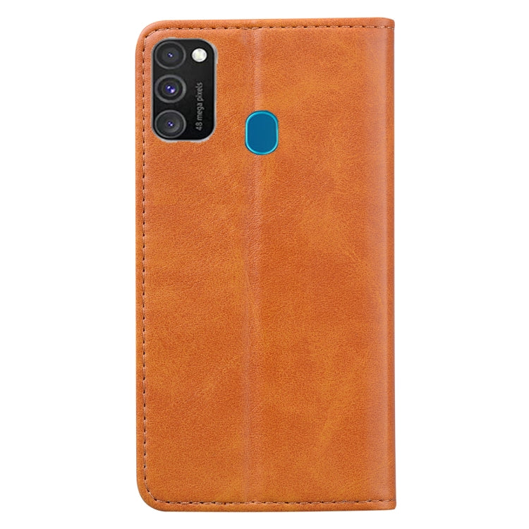For Samsung Galaxy M30S Business Stitching Horizontal Flip Leather Case with Double Folding & Bracket & Card Slots & Photo Frame & Wallet