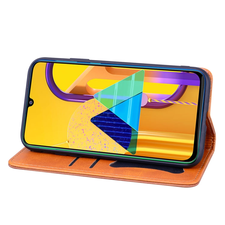 For Samsung Galaxy M30S Business Stitching Horizontal Flip Leather Case with Double Folding & Bracket & Card Slots & Photo Frame & Wallet