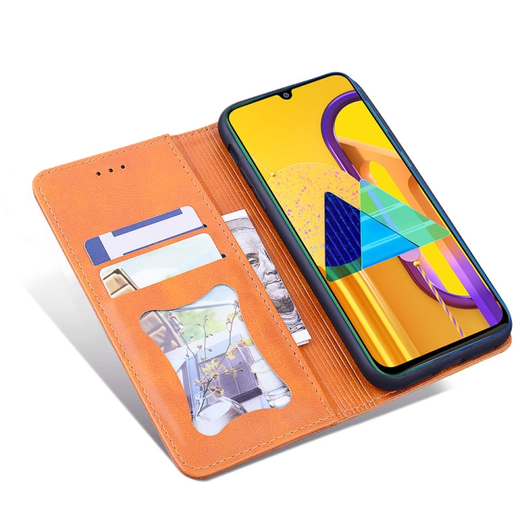 For Samsung Galaxy M30S Business Stitching Horizontal Flip Leather Case with Double Folding & Bracket & Card Slots & Photo Frame & Wallet