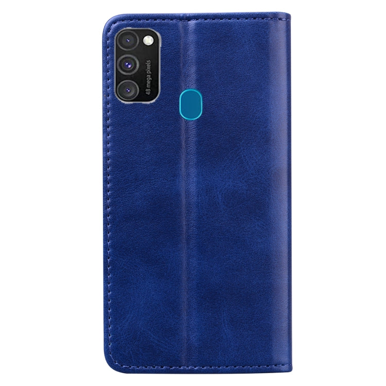 For Samsung Galaxy M30S Business Stitching Horizontal Flip Leather Case with Double Folding & Bracket & Card Slots & Photo Frame & Wallet