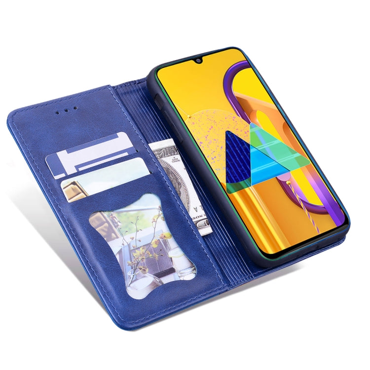 For Samsung Galaxy M30S Business Stitching Horizontal Flip Leather Case with Double Folding & Bracket & Card Slots & Photo Frame & Wallet