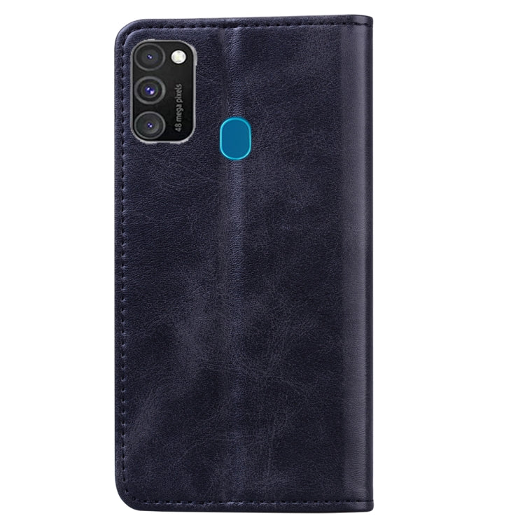 For Samsung Galaxy M30S Business Stitching Horizontal Flip Leather Case with Double Folding & Bracket & Card Slots & Photo Frame & Wallet
