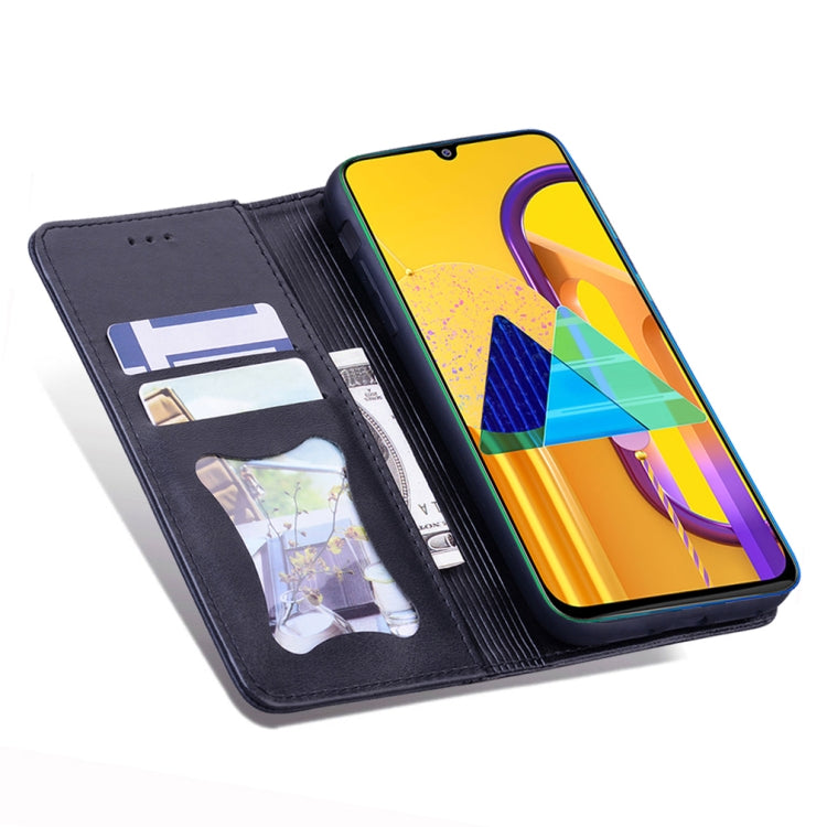 For Samsung Galaxy M30S Business Stitching Horizontal Flip Leather Case with Double Folding & Bracket & Card Slots & Photo Frame & Wallet