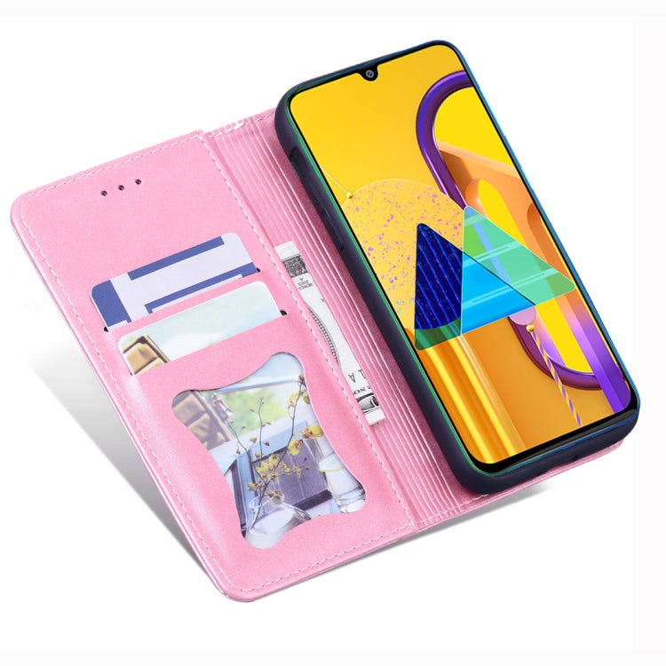 For Samsung Galaxy M30S Business Stitching Horizontal Flip Leather Case with Double Folding & Bracket & Card Slots & Photo Frame & Wallet