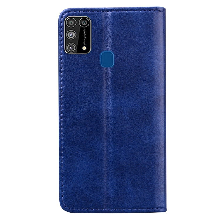 For Samsung Galaxy M31 Business Stitching Horizontal Flip Leather Case with Double Folding & Bracket & Card Slots & Photo Frame & Wallet