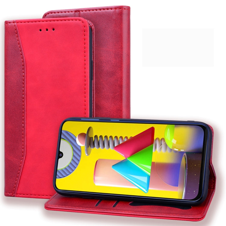 For Samsung Galaxy M31 Business Stitching Horizontal Flip Leather Case with Double Folding & Bracket & Card Slots & Photo Frame & Wallet
