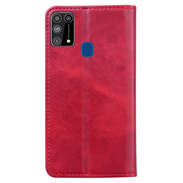 For Samsung Galaxy M31 Business Stitching Horizontal Flip Leather Case with Double Folding & Bracket & Card Slots & Photo Frame & Wallet