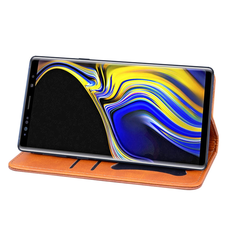 For Samsung Galaxy Note 9 Business Stitching Horizontal Flip Leather Case with Double Folding & Bracket & Card Slots & Photo Frame & Wallet
