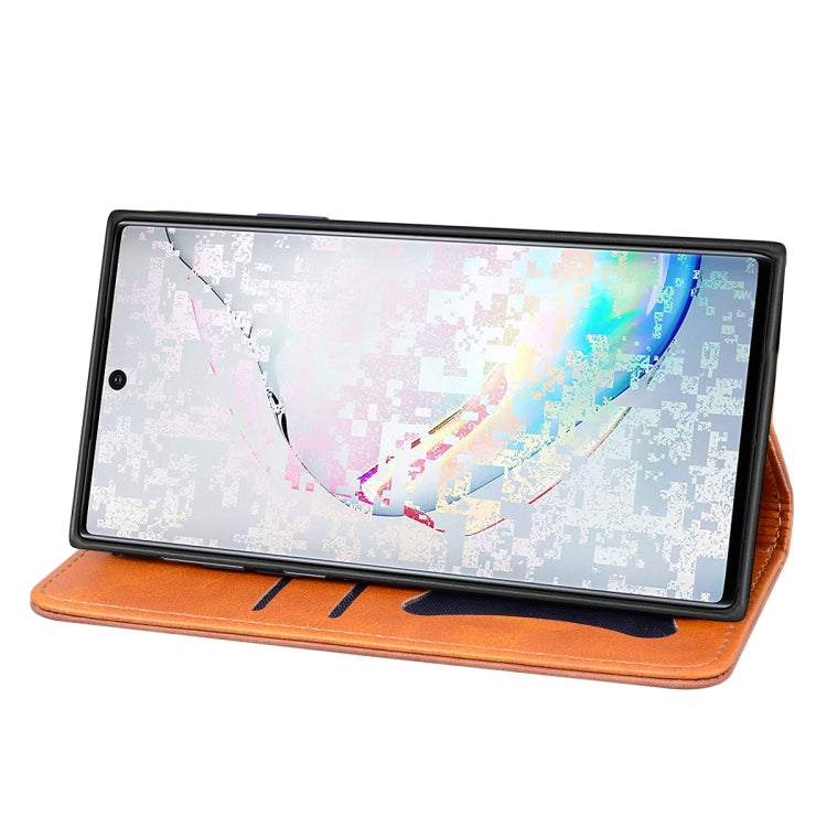 For Samsung Galaxy Note 10 Business Stitching Horizontal Flip Leather Case with Double Folding & Bracket & Card Slots & Photo Frame & Wallet