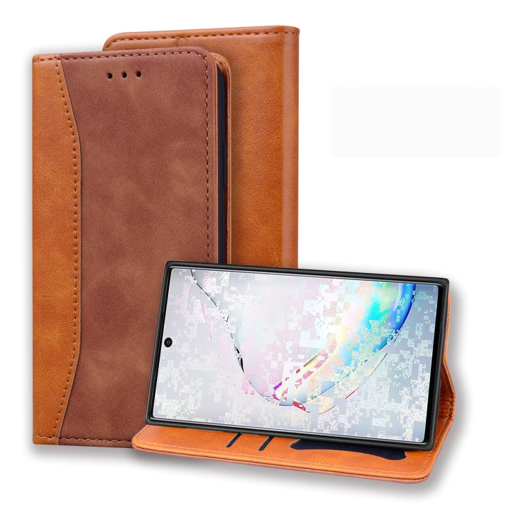 For Samsung Galaxy Note 10+ Business Stitching Horizontal Flip Leather Case with Double Folding & Bracket & Card Slots & Photo Frame & Wallet