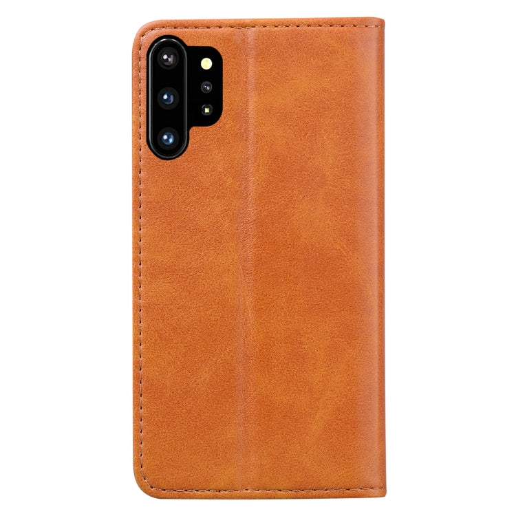 For Samsung Galaxy Note 10+ Business Stitching Horizontal Flip Leather Case with Double Folding & Bracket & Card Slots & Photo Frame & Wallet