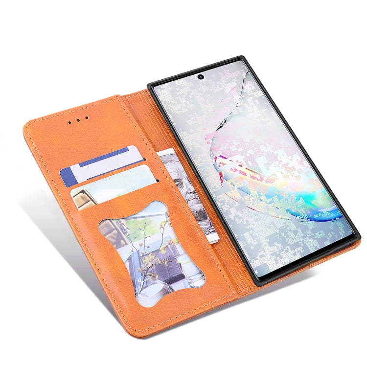 For Samsung Galaxy Note 10+ Business Stitching Horizontal Flip Leather Case with Double Folding & Bracket & Card Slots & Photo Frame & Wallet