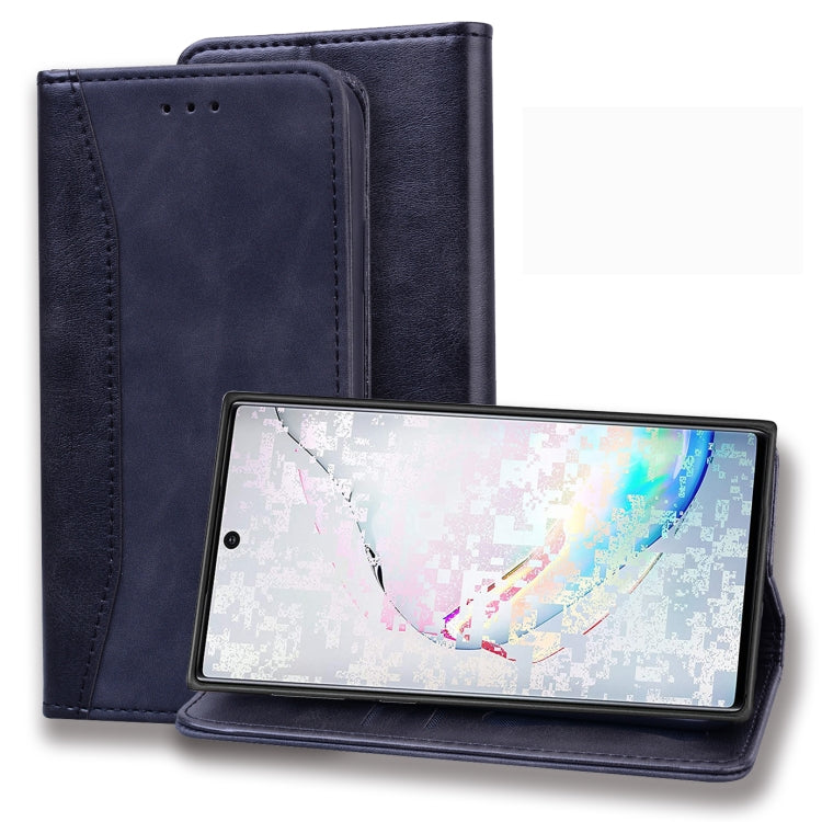 For Samsung Galaxy Note 10+ Business Stitching Horizontal Flip Leather Case with Double Folding & Bracket & Card Slots & Photo Frame & Wallet