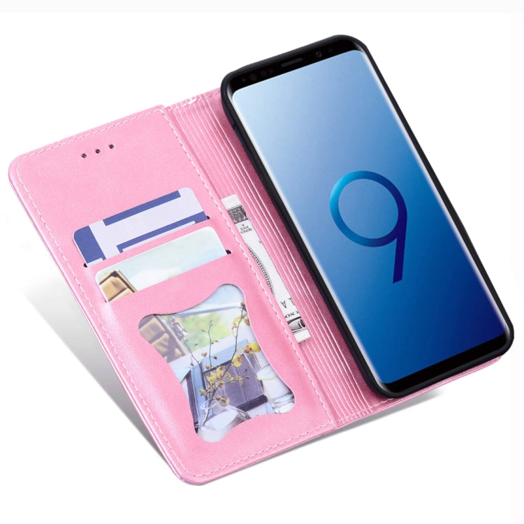 For Samsung Galaxy S9 Business Stitching Horizontal Flip Leather Case with Double Folding & Bracket & Card Slots & Photo Frame & Wallet