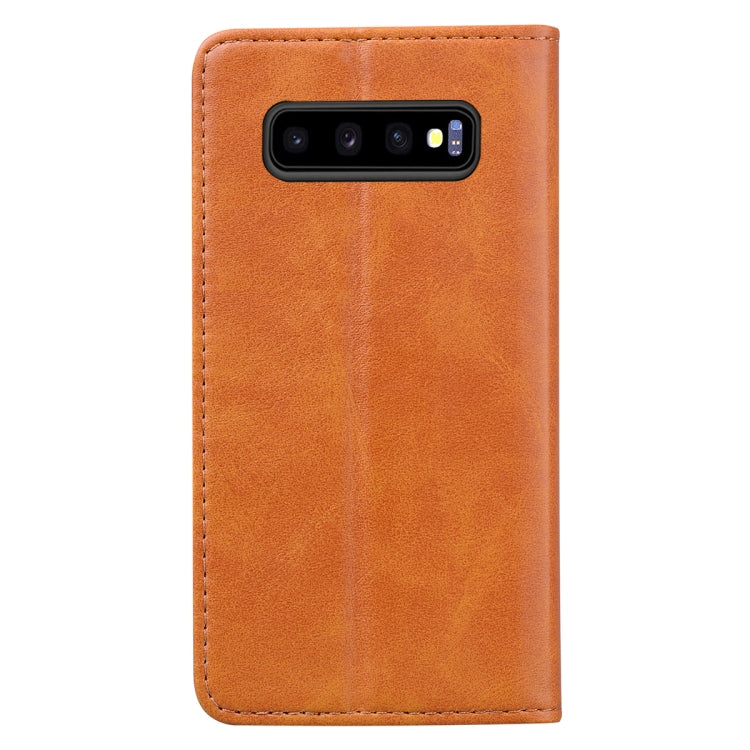For Samsung Galaxy S10 Business Stitching Horizontal Flip Leather Case with Double Folding & Bracket & Card Slots & Photo Frame & Wallet
