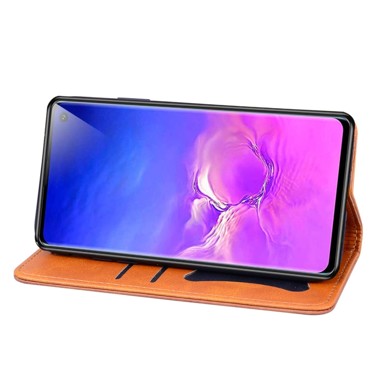 For Samsung Galaxy S10 Business Stitching Horizontal Flip Leather Case with Double Folding & Bracket & Card Slots & Photo Frame & Wallet