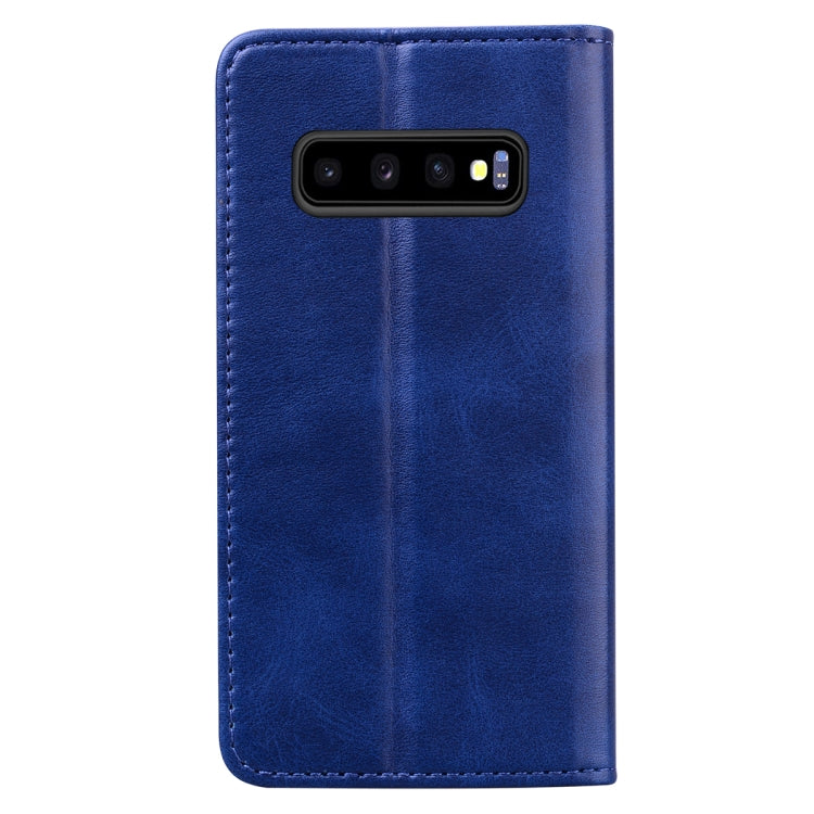 For Samsung Galaxy S10 Business Stitching Horizontal Flip Leather Case with Double Folding & Bracket & Card Slots & Photo Frame & Wallet