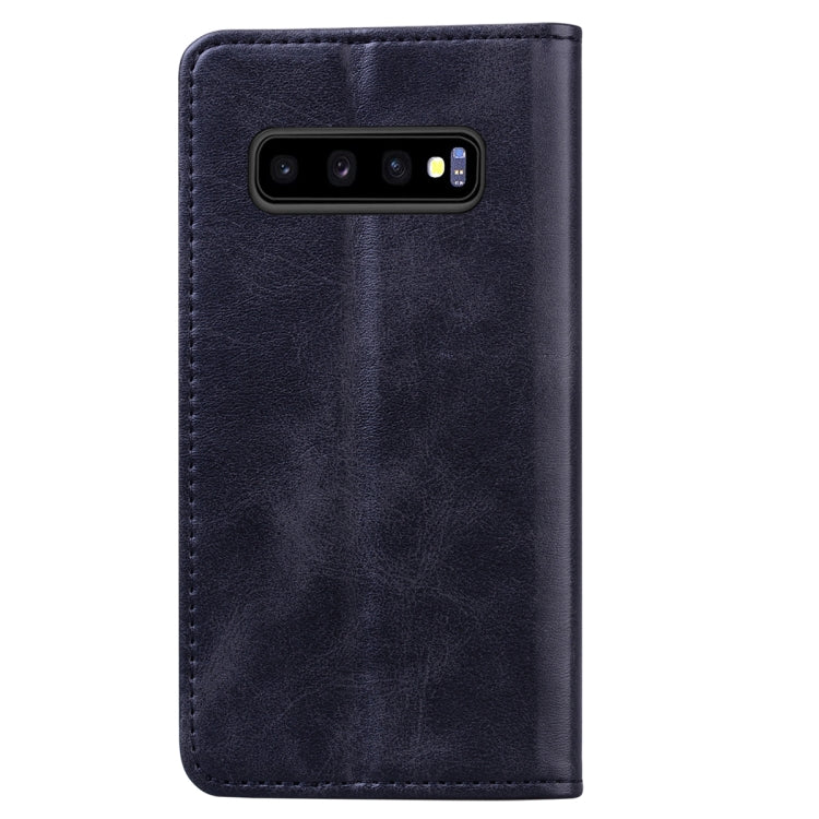 For Samsung Galaxy S10+ Business Stitching Horizontal Flip Leather Case with Double Folding & Bracket & Card Slots & Photo Frame & Wallet