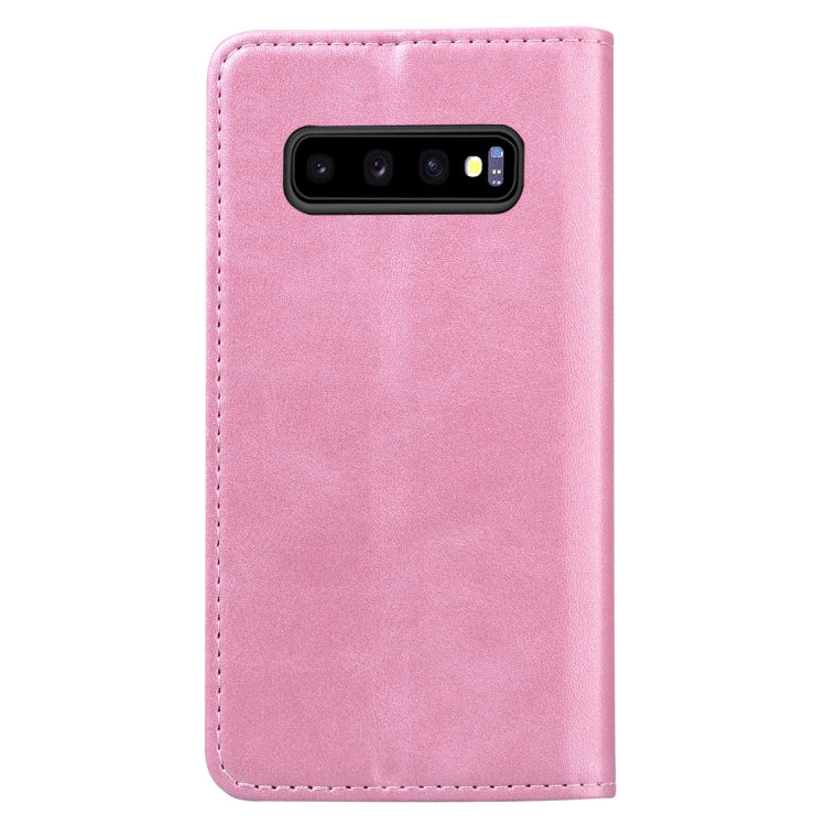 For Samsung Galaxy S10+ Business Stitching Horizontal Flip Leather Case with Double Folding & Bracket & Card Slots & Photo Frame & Wallet