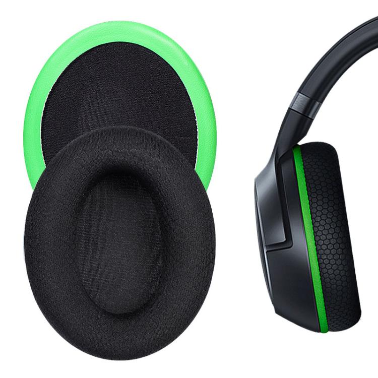 2pcs Insert Replacement Earpads For Razer Kaira, Material:Football Net Fabric - Black Green