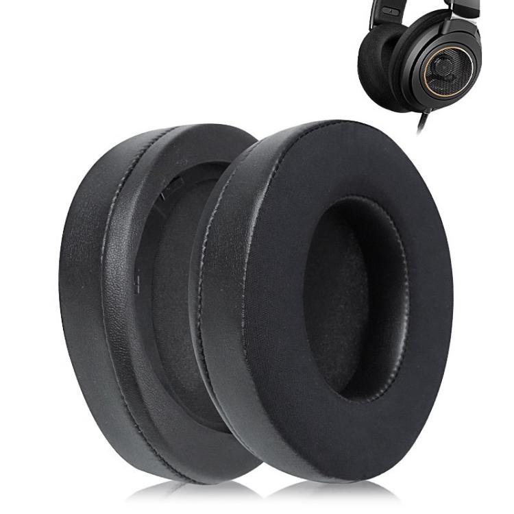 2pcs Protein Leather Ice Silk Cloth Earphone Replacement Earpads Pads For Philips SHP9500 - Black