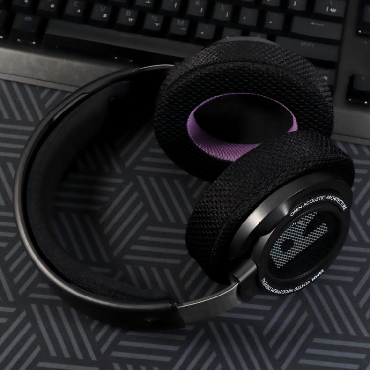 2 Pack Breathable Mesh Earphone Replacement Earpads Pads For Philips SHP9500 - Black Purple