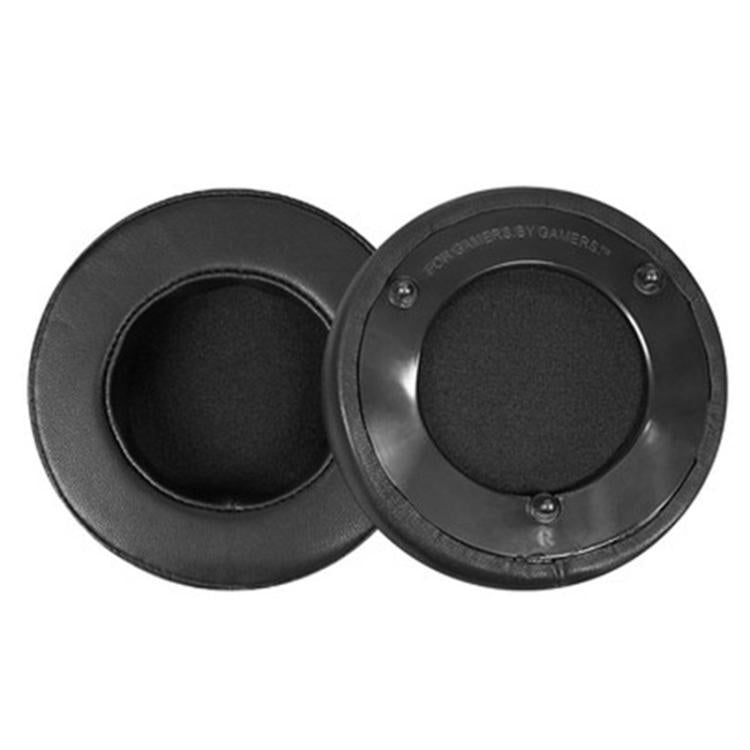1 Pair Push Snap-on Replacement Earpads For Razer ManOWar 7.1, Material:Lambskin - Black