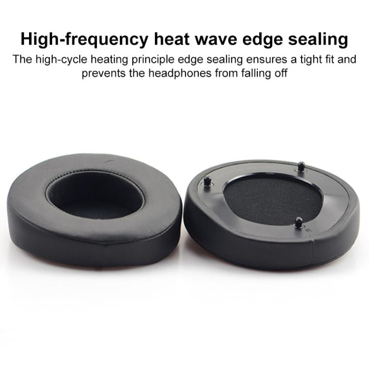1 Pair Push Snap-on Replacement Earpads For Razer ManOWar 7.1, Material:Protein Leather - Black