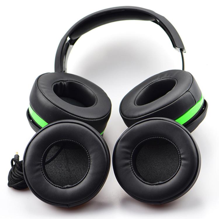 1 Pair Push Snap-on Replacement Earpads For Razer ManOWar 7.1, Material:Protein Leather - Black