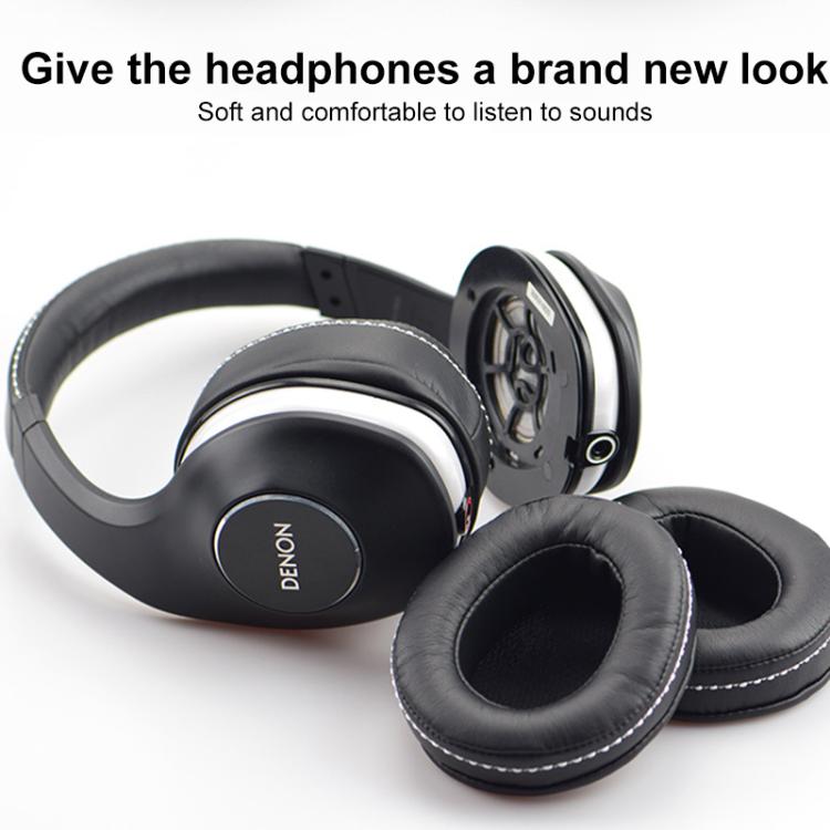 For DENON AH-D600 / D7100 1 Pair Insert Lambskin Replacement Earpads - Black