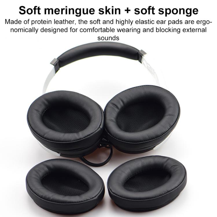 2pcs Push-on Replacement Earpads For DENON AH D1100 / AH-NC800, Material:Protein Leather - Black