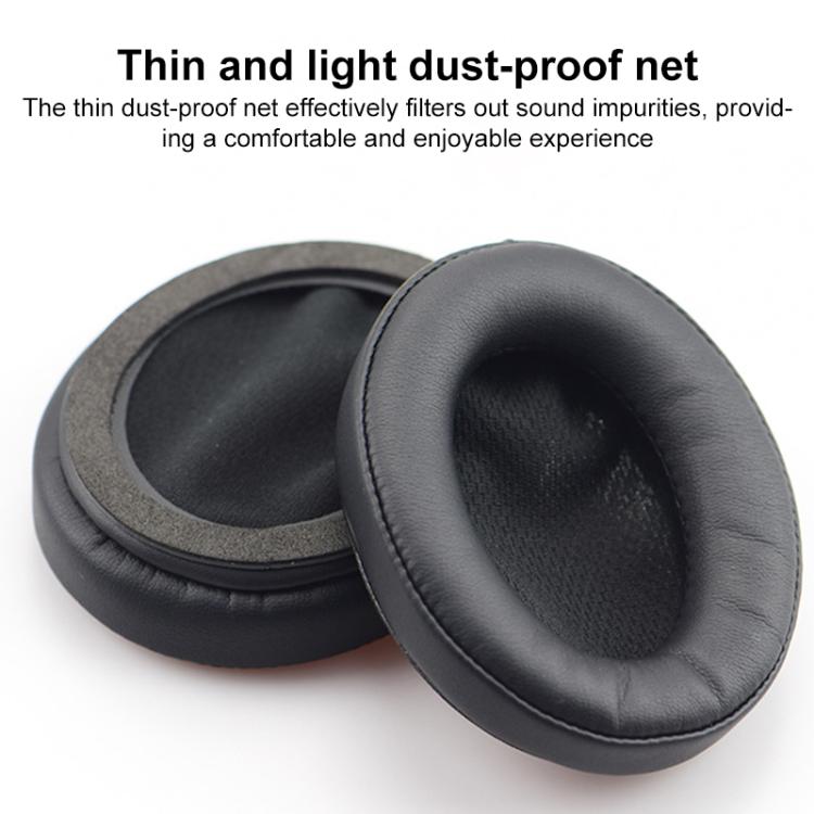 2pcs Push-on Replacement Earpads For DENON AH D1100 / AH-NC800, Material:Protein Leather - Black