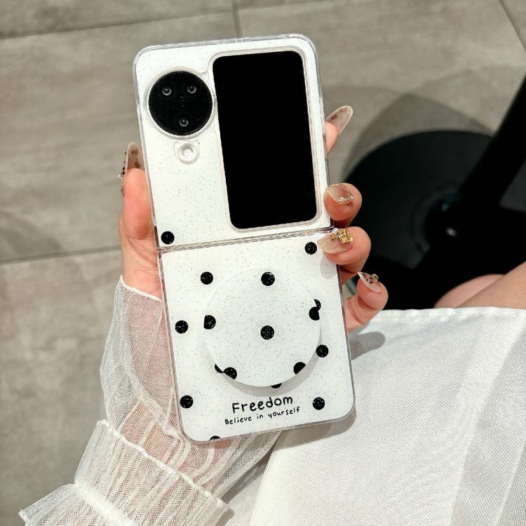For OPPO Find N3 Flip Glitter Powder Dots Pattern Phone Case with Holder