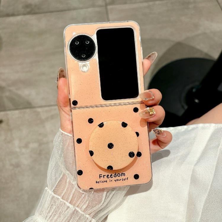 For OPPO Find N2 Flip Glitter Powder Dots Pattern Phone Case with Holder