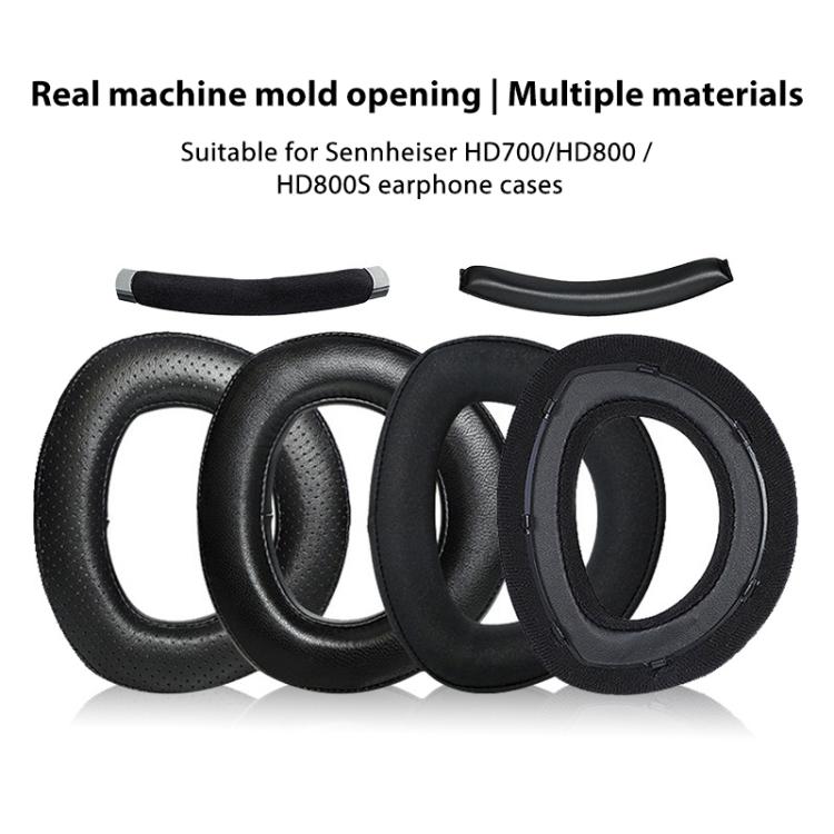2pcs Snap-on Replacement Earpads For Sennheiser HD700, Material:Lambskin Stitching - Black