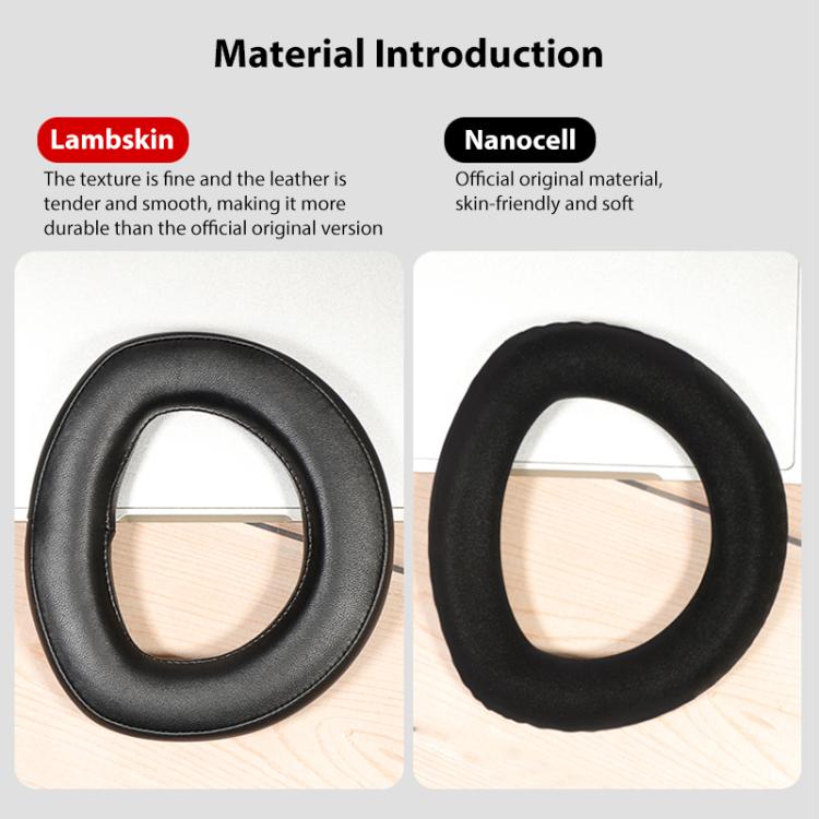 2pcs Snap-on Replacement Earpads For Sennheiser HD700, Material:Lambskin Stitching - Black