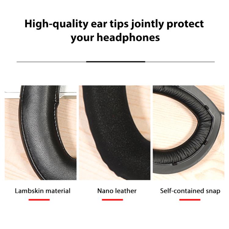 1 Pair Snap-on Replacement Earpads For Sennheiser HD800 / HD800S, Material:Flannel Stitching - Black