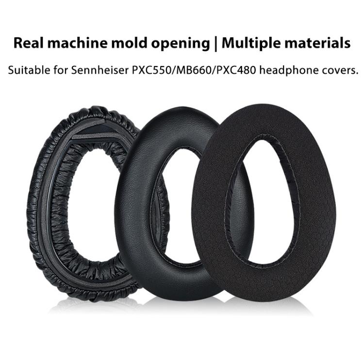 2pcs Snap-on Replacement Earpads For Sennheiser PXC550 / PXC480 / MB660, Material:Flannel - Black