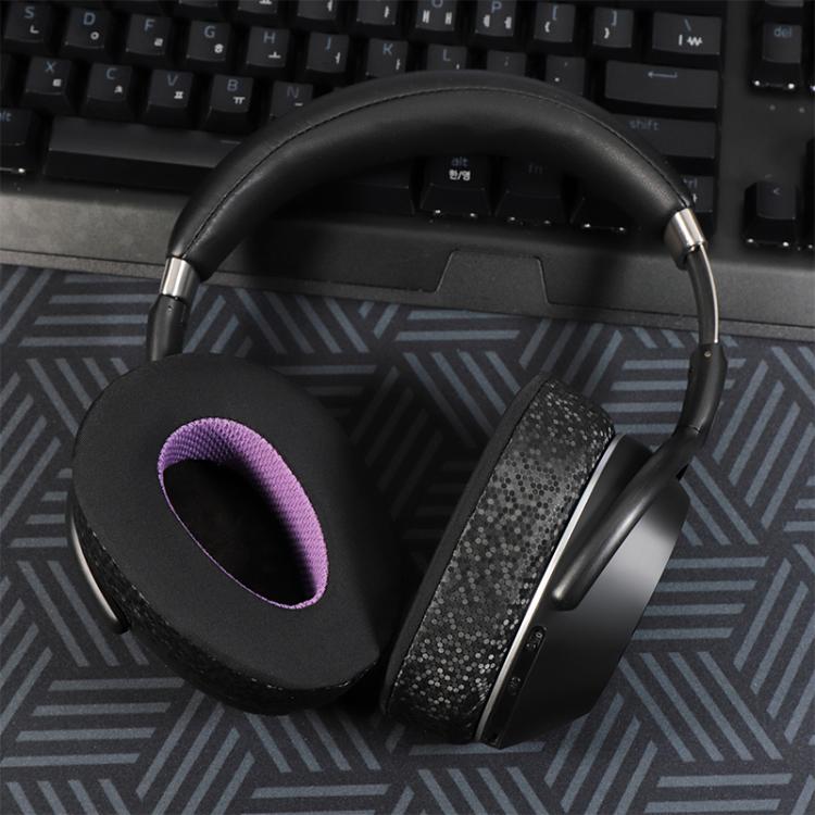2pcs Snap-on Replacement Earpads For Sennheiser PXC550 / PXC480 / MB660, Material:Magic Ice Leather - Black Purple