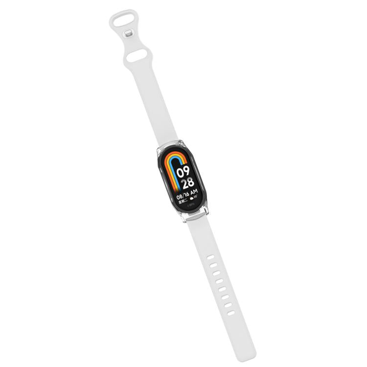 For Xiaomi Mi Band 8 Butterfly Buckle Silicone Watch Band with Transparent Case
