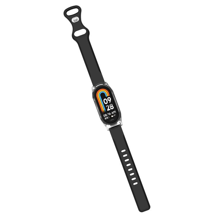 For Xiaomi Mi Band 8 Butterfly Buckle Silicone Watch Band with Transparent Case