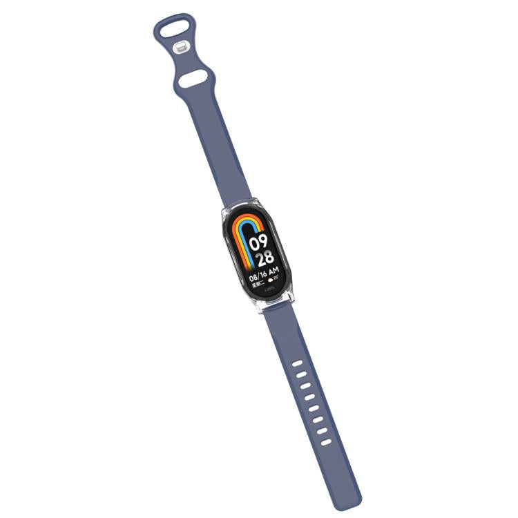 For Xiaomi Mi Band 8 Butterfly Buckle Silicone Watch Band with Transparent Case