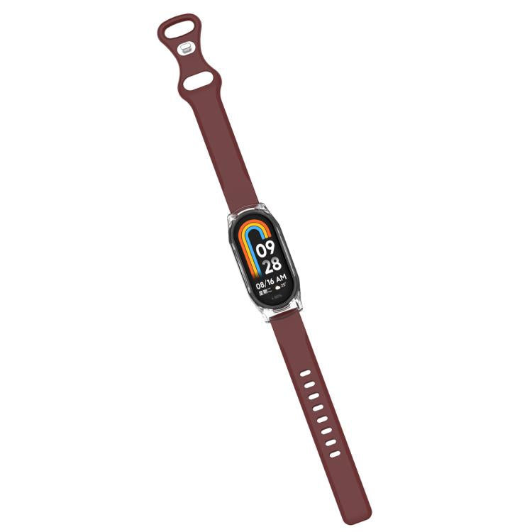 For Xiaomi Mi Band 8 Butterfly Buckle Silicone Watch Band with Transparent Case