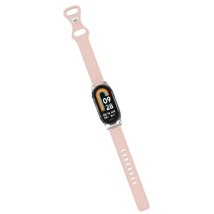 For Xiaomi Mi Band 8 Butterfly Buckle Silicone Watch Band with Transparent Case