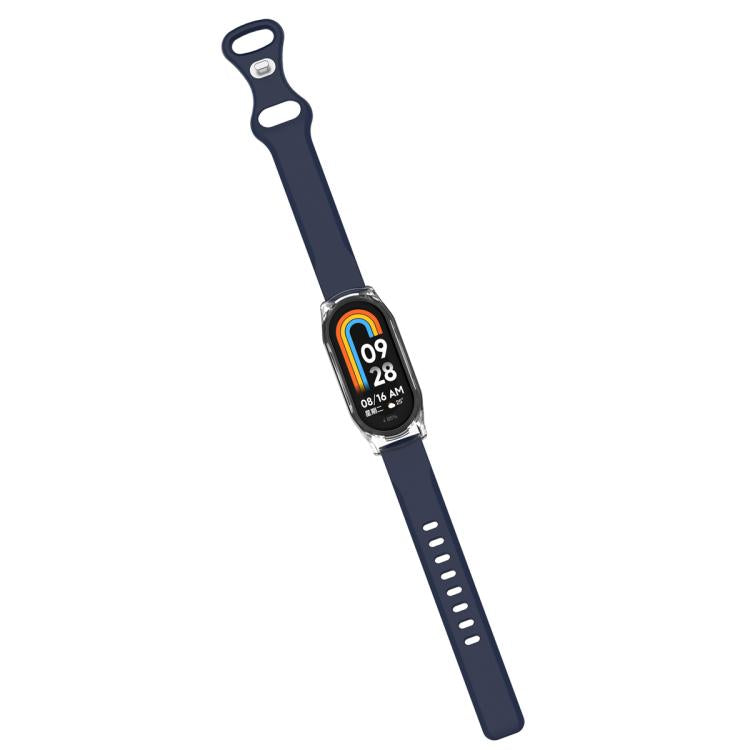 For Xiaomi Mi Band 8 Butterfly Buckle Silicone Watch Band with Transparent Case