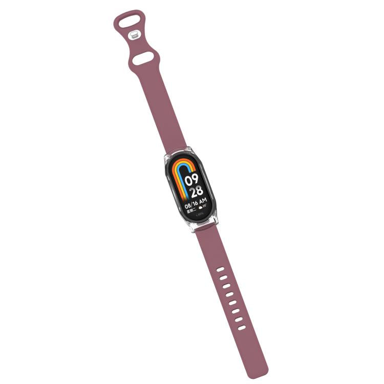 For Xiaomi Mi Band 8 Butterfly Buckle Silicone Watch Band with Transparent Case