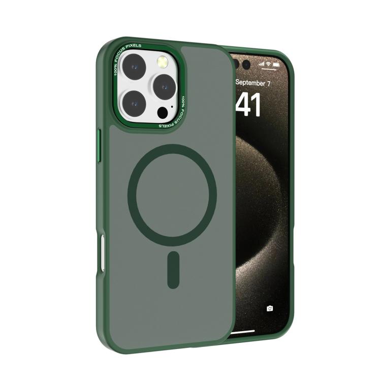 For iPhone 16 Pro Kalebol Metal Lens Frame MagSafe Frosted PC Phone Case